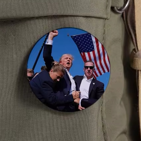 Jewelry - Trump brooch assassination batch hero MAGA 2024 Patriotic jewelry